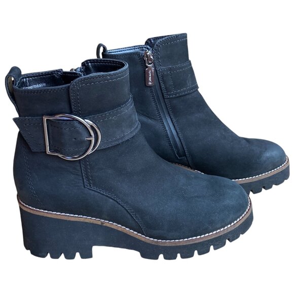 Blondo Dagger Chunky Lug Platform Leather Y2K Bootie Black Waterproof Goth-6 - Picture 1 of 14